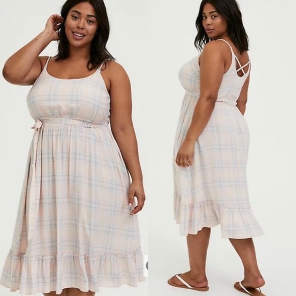 torrid Dresses & Skirts - Torrid Pink Blue Plaid Sundress 4 4X 26